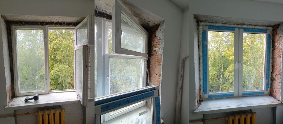 Замена двухстворчатого окна в квартире